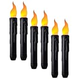 Veemoon LED Stabkerzen Batteriebetrieben Flammenlose Kerzen Schwarz 6 Stück Tischdekoration für Party Hochzeit Weihnachten