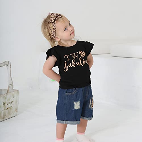 Shalofer Baby Girl 2nd Birthday Outfits Denim Jeans Clothes Set2