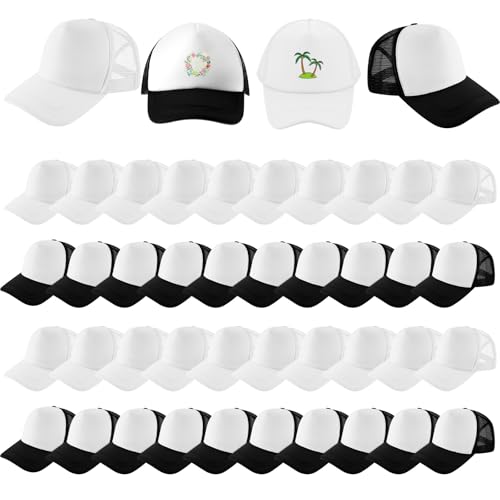 Image of 40 Pack Sublimation Blank Trucker Hat Bulk Wholesale Mesh Baseball Cap for Women Men DIY Hat Bar Party
