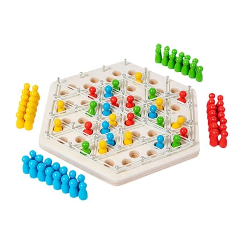 JWQFBC Triangle Board Game,Puzzle Boards Game, Multiplayer Chain Chess Toys Rubber Band Game Strategy Board Game, for Teens