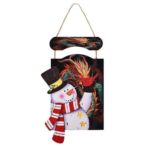 Bonhomme de neige et dragon de Noël en bois à offrir