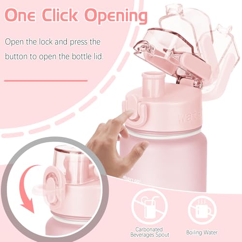 AOHAN Trinkflasche, 1l Wasserflasche BPA-Frei, Trinkflasche Sport Auslaufsicher, Sportflasche mit Zeitmarkierung für Fitness, Büro, Schule, Yoga, Outdoor