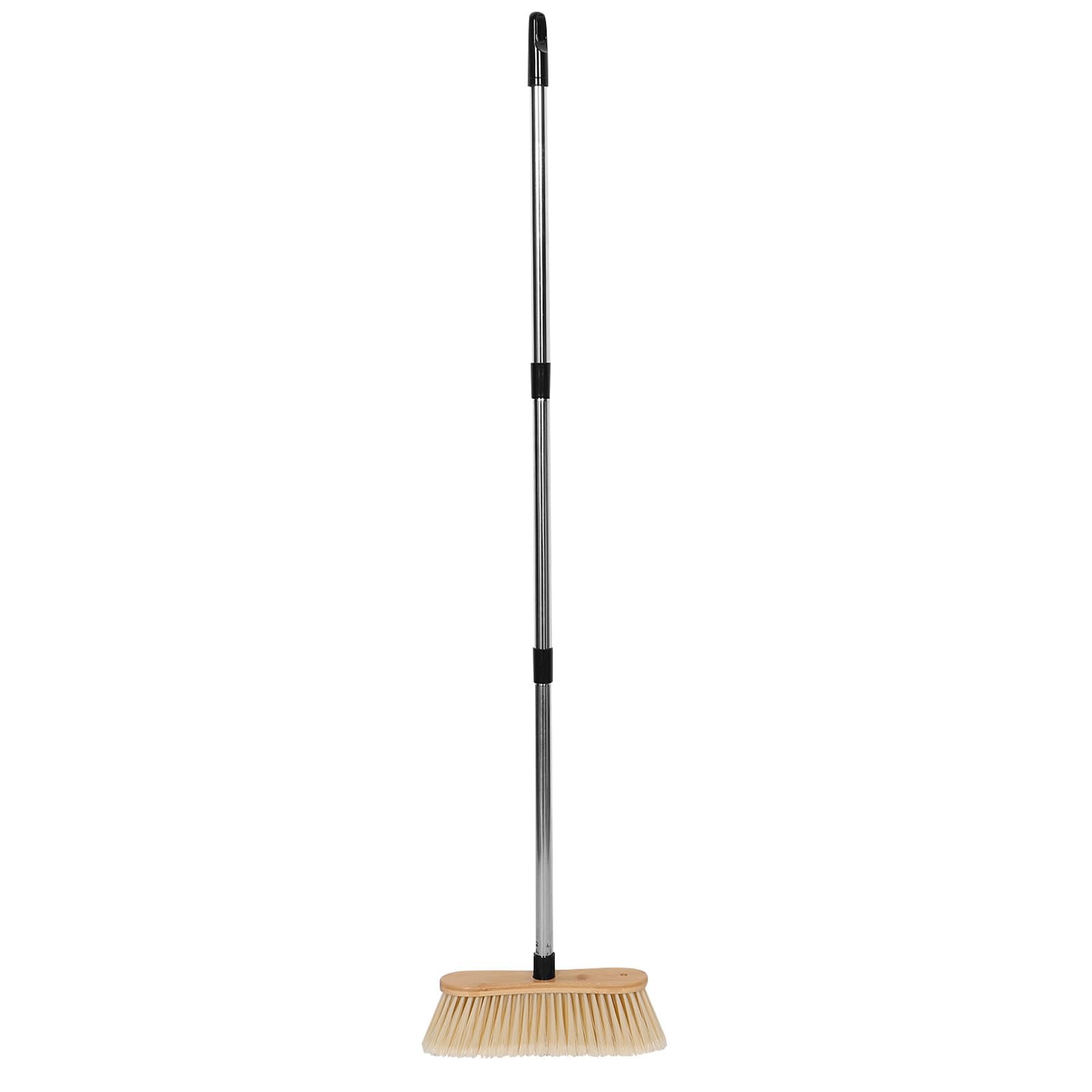 Escoba de Bambú con Cerdas Duras para Exterior E Interior Mango Desmontable de Acero Inoxidable Escoba de Patio y Jardín Cepillo Limpiador Resistente para Suelos y Terrazas
