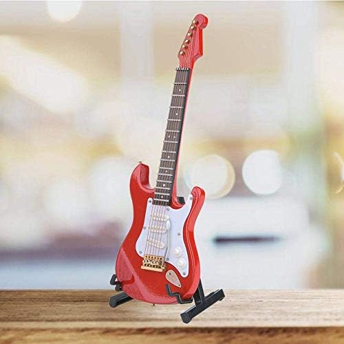 Electric Guitar Model Ornament , Mini Guitar Replica Wooden Handicraft Decoration(red)