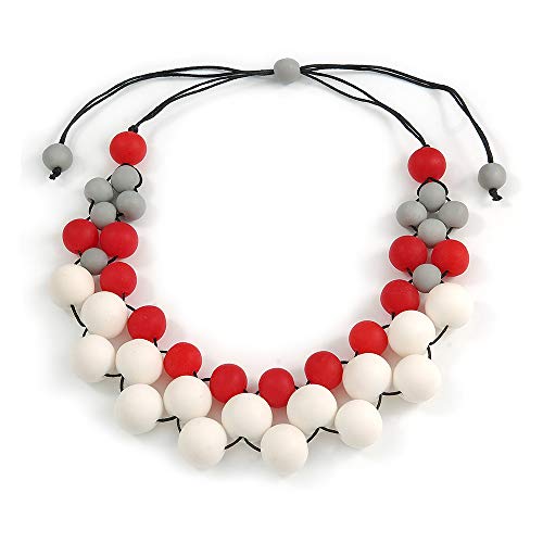 Collier anti irritation cordon coton perles résine réglable Avalaya