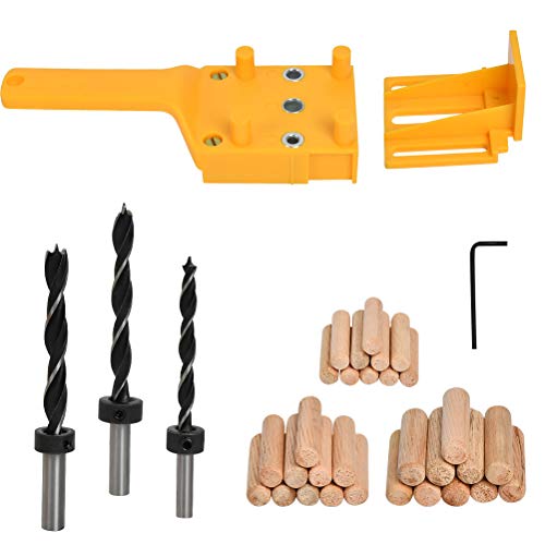 38pcs Kit Herramientas Carpinteria Madera,Plantilla de Taladro,6/8/10 mm,Guía de Taladro Manual de Agujero Perforación de Madera, Herramientas Carpinteria de Perforación Cover