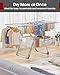 Sakugi Clothes Drying Rack - Foldable Laundry Drying Rack for Clothing & Bedding, Easy-to-Assemble, Space-Saving Metal Airer with Non-Slip Feet, Indoor & Outdoor Use, 55.5