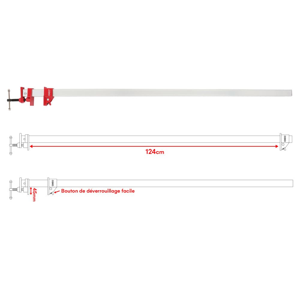 Jeu de 2 serres joints dormants aluminium 124 cm - à dégagement rapide