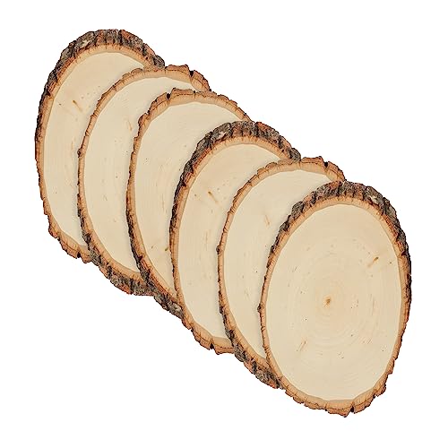 Walnut Hollow Basswood Round, Small 5-7' Wide with Live Edge Wood (Pack of 6) - for Wood Burning, Home Décor, and Rustic Weddings