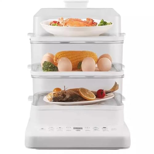 電気蒸し器EnergyDeerステンレス家庭用多機能3段式大容量朝食機予約機能付きスマートデジタルディスプレイ乾燥防止保護機能付き