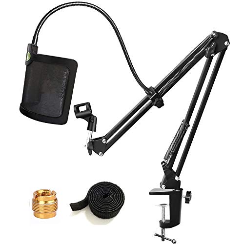 Etubby [Heavy Duty] Microphone Stand With U-Shaped Steel Mesh Mic Pop Filter, Suspension Boom Scissor Arm Stand Mic Clip Holder For Blue Yeti, Snowball & Other Mic In Recording, Broadcasting, Etc. #TOP4