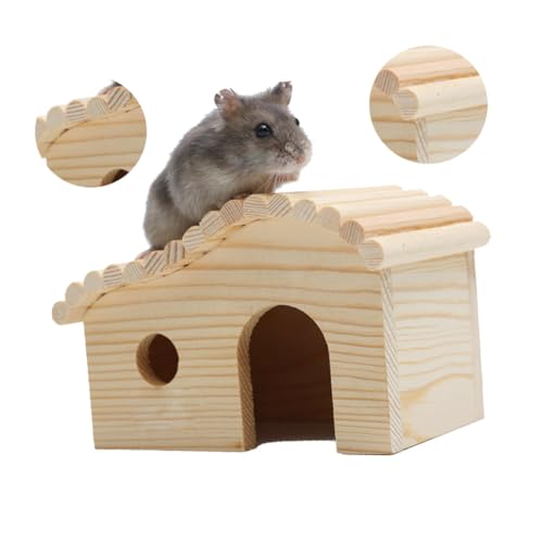 COLLBATH 実木木製ハムスター小屋 木製隠れ家 ネズミ用巣箱 小動物の遊び場 噛む能促進