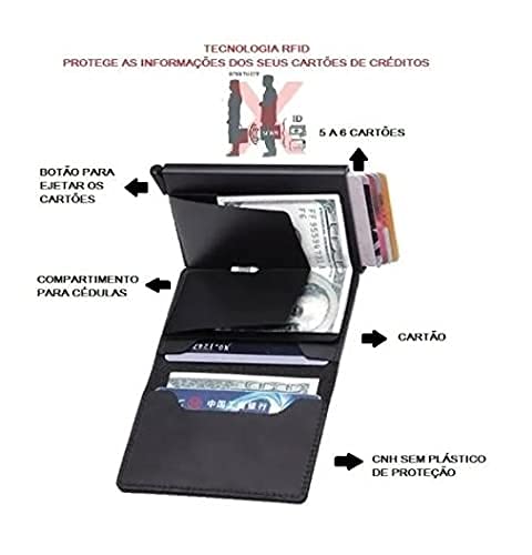 CARTEIRA PORTA CARTÕES AUTOMÁTICA ANTIFURTO RFID