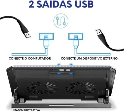 Base para Notebook Refrigerada com 2 Coolers, Led de Iluminacao-IT