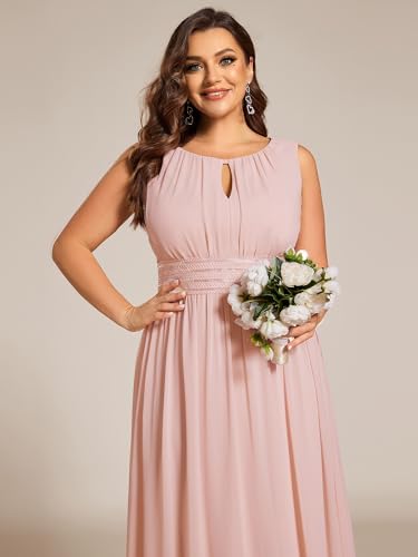 Image of Ever-Pretty Plus Women's Round Neck Sleeveless Empire Waist Maxi Plus Size Formal Gowns Bridesmaid Dresses
