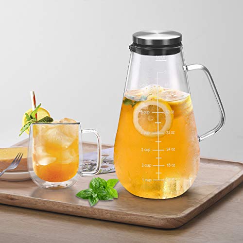 Cold Brew Coffee Maker Iced Tea Pitcher Infuser with Airtight Lid and Thick High Borosilicate Glass Carafe, 51oz/1.5L - Thumbnail 4