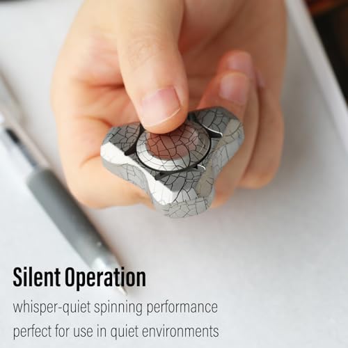 Image of FREELOVE Premium Metal Fidget Spinner for Adults, Stainless Steel Heavy Silent Spinner with Precision Bearing, Small Office Desk Toy & EDC for Stress Relief Focus ADHD, Titanium Alloy Crackled Design