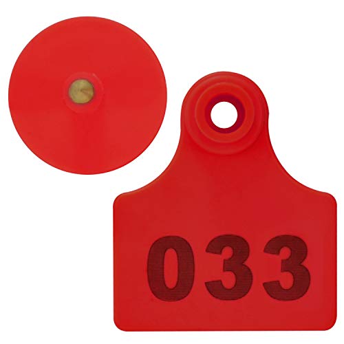 100 conjuntos de etiquetas de orelha numeradas de plástico para bovinos, porcos, porcos, cabras, ide