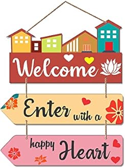 Artvibes Welcome Home Quote Decorative MDF Wooden Wall Hanger for Living Room | Quotes Decor | Graphic Art For Hall | Hanging Graffiti | Paintings | Sceneries | Printed Decore | Hand Crafted (WH_5805N)