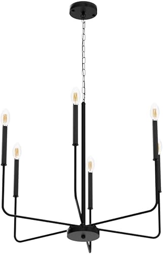 Miniatura 4 de ALISADABOY Candelabro negro de granja para comedor, 6 luces rústicas colgantes para sala de estar, cocina, isla, vestíbulo, entrada, dormitorio,