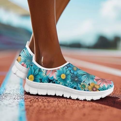Image of Floral Sneakers for Women Colorful Art Shoes for Women Slip On Casual Work Shoes