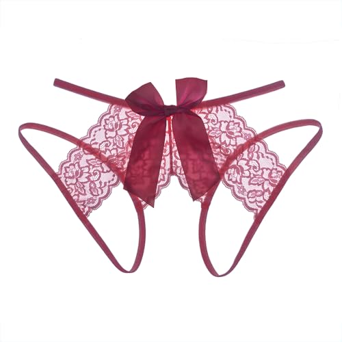Sexy Lace Thong with Cute Bow Accent - Women's Valentine's Gift Underwear | Cheeky Cut Panties (US...