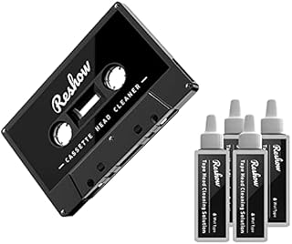 Reshow Audio Tape Cassette Head Cleaner w/ 2 Cleaning Fluids Care Wet Maintenance Kit for Cassette Tape Player/Boombox/Deck/Recorder