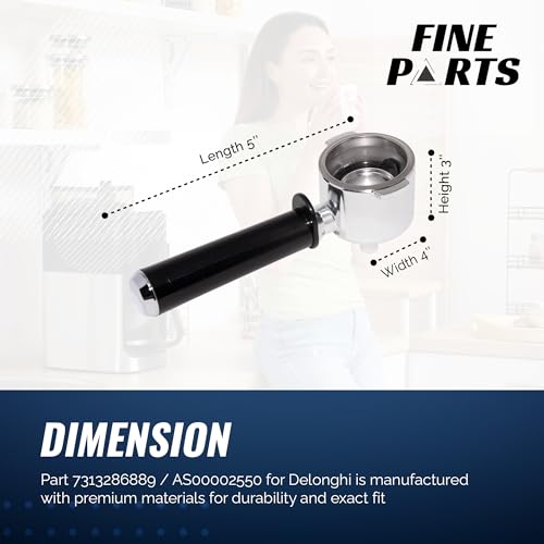 FineParts Filter Holder Assembly for the Delonghi ECP3 Series Espresso Machines, Replacement Part 5513201089, 7313286889, 2 Cups Sump Portafilter handle with 2 Wings