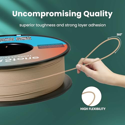 Image of Wood PLA Filament 1.75mm 1KG, 15% Real Wood Fiber Infused, Perfectly Wound, Consistent Diameter + /-0.03mm 3D Printer Filament (Walnut Color Tone)