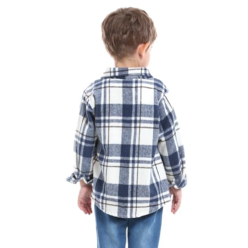 Baby Boys Girls Plaid Shirt Jacket Flannel Shirts Toddler Kids Long Sleeve Button Down Fall Coats with Pockets4