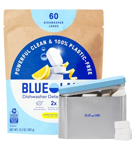 Image of BLUELAND 100% Plastic-Free Dishwasher Detergent Tablets Set, Lemon Zest