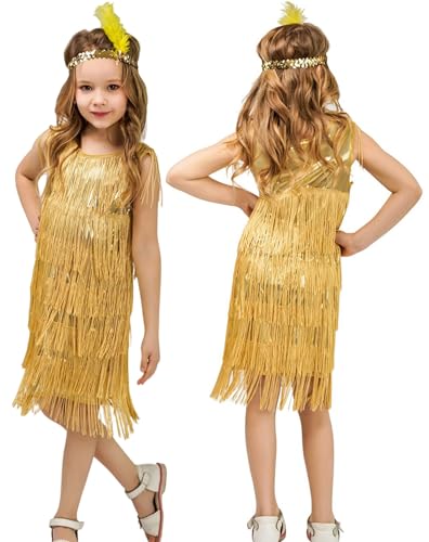 Happy Cherry - Girls Sequins Dance Outfit Kids Dancewear Sleeveless Tassel Dress Latin Tango Dance Costume Carnaval Party Fancy Jazz Bally Cheerleaders Gymnastics Silver for 7-9 Years