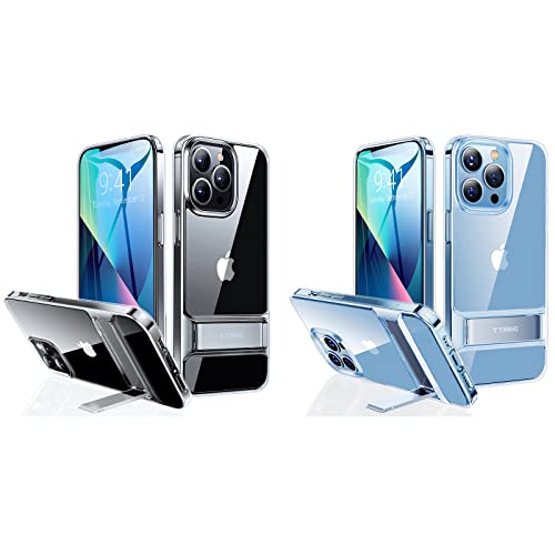 TORRAS MoonClimber Series Case for iPhone 13 Pro Max [3 Stand Ways] - (Clear) + MoonClimber Series Case for iPhone 13 Pro Max, Black