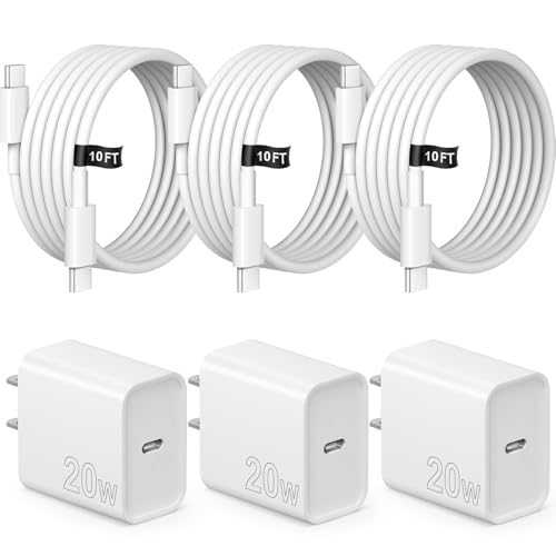 iPhone Charger Fast Charging 10FT iPhones 17 16 15 Charger 3 Pack Type C Chargers USB C Charger Compatible with iPhone Air 17/17 Plus/17 Pro/17 Pro Max/16/16 Plus/16 Pro/16 Pro Max/15