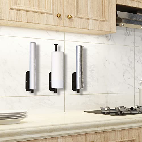 Paper Towel Holder Under Cabinet, Self Adhesive Wall Mount Rack, Bar For Kitchen, Pantry, Sink, Bathroom, Sus304 Stainless Steel 13 Inch（Black） (Black, 1) #TOP3
