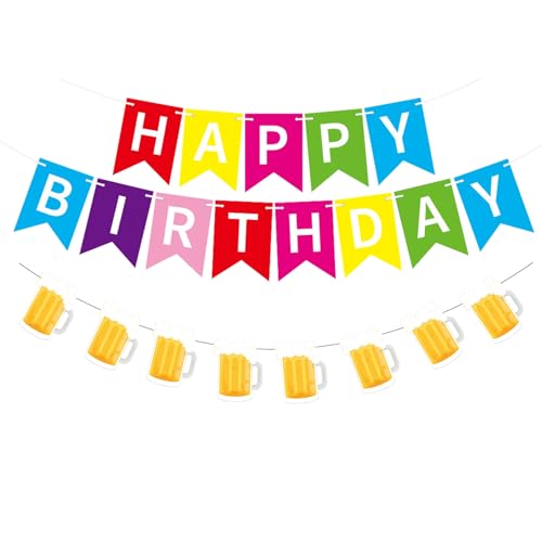 Image of Beer Birthday Banner for Beer Party and Birthday Wedding Party Supplies (Colorful)