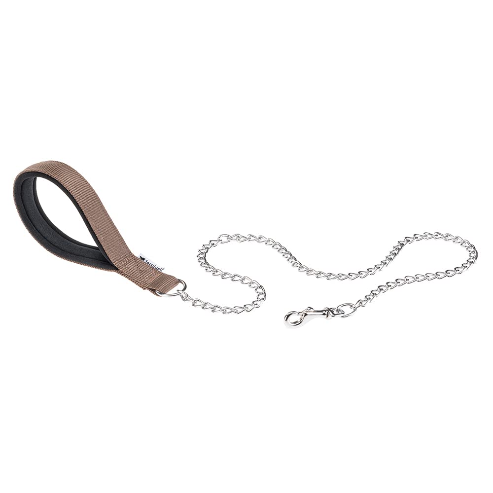 Ferplast DAYTONA GM Extra-Strong Dog Lead - Soft Padded Handle - Metal Chain - Italian Design - 100 x 2.5 cm, Brown