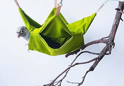 Image of Green Color Bird Nest House Hammock Hanging, Finch Cage Plush Fluffy Birds Hut Hideaway for Hamster Parrot Macaw Budgies Eclectus Parakeet Cockatiels Cockatoo Lovebird Green Cheek Conures