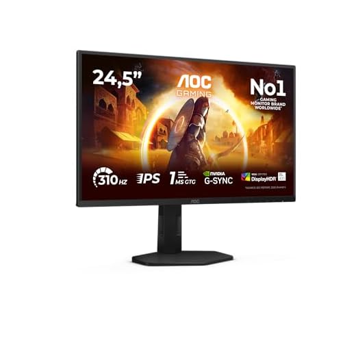 AOC Gaming 25G4SXU - 25 Zoll Full HD Monitor, 310 Hz, 1 ms, FreeSync Prem., G-Sync comp., HDR10 (1920x1080, 2X HDMI 2.0, 1x DisplayPort 1.4) schwarz grau