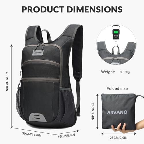 Arvano Foldable Hiking Backpack 10L, Cycling Backpack Waterproof