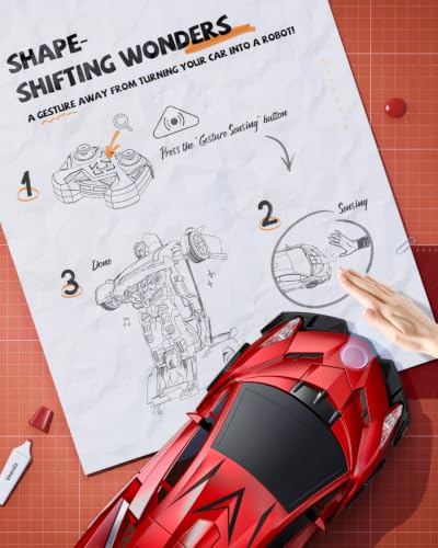 Image of Veeniix V992 1:14 Scale 2-in-1 Transform RC Robot Car Toy, Red