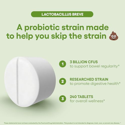Image of Lactobacillus Breve Probiotic 240 Tablets (4 Month Supply) - Researched Strain - 3 Billion CFU - Digestive Health & Gut Comfort - GMP Certified (240, Lactobacillus Breve)