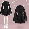 Gothic Plaid Dress Black Long-Sleeved Dress Dark Mini Black Dress Emo Dress, Black, XL #2