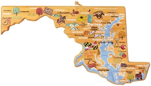 Totally Bamboo Maryland State Shaped Cutting Board and Charcuteri...