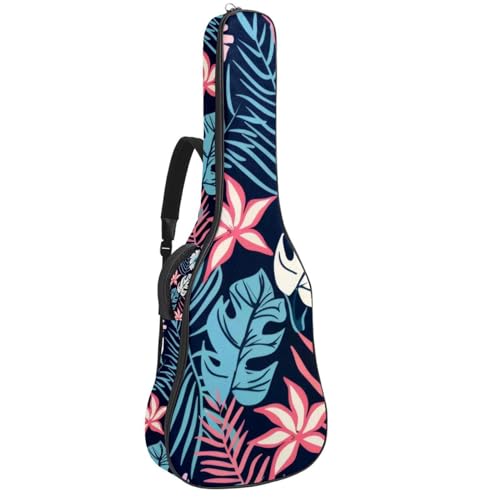 Sac de guitare sans couture rembourré avec motif floral exotique et grandes poches