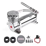 ZHSYMX Heavy Duty 200 PSI Air horn Compressor, 1/4 NPT Train Horn/Air Ride Compressor, Fittings for 12V Train/Truck/Car,Air Suspension SILVER