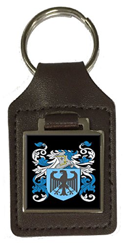 Porte-clés en cuir blason de famille marron : l'élégance d'un accessoire héraldique haut de gamme