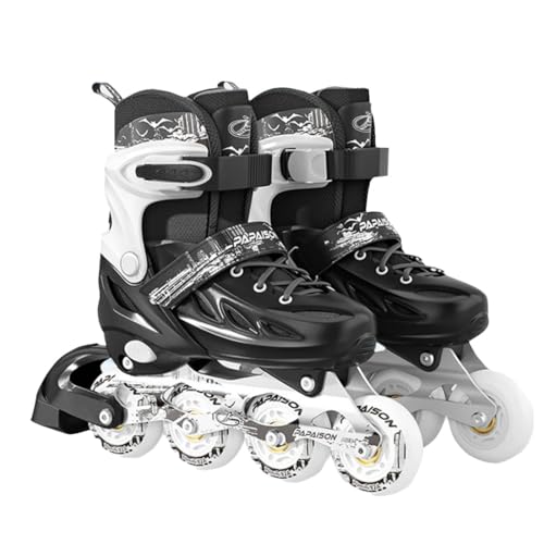 YuJoyYe インラインスケート ローラースケート 子供用/大人用 インラインシューズ ローラーブレード 4サイズ調整可能 ジュニア 初心者向 発光/安全/耐久/静音/通気性 全ウィールが光る 贈り物 バッグ付き