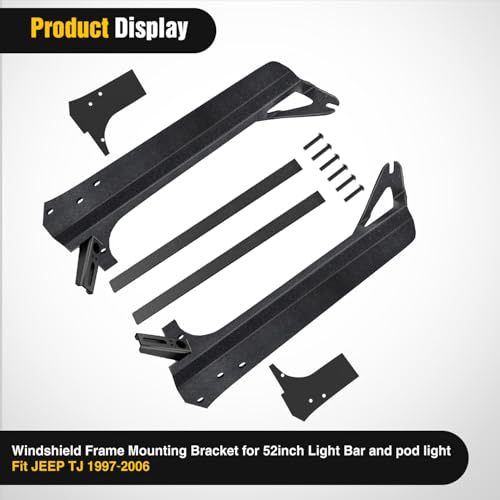 Image of Nilight 52 inch Windshield Light Mount Brackets for Jeep Wrangler TJ 1997-2006
