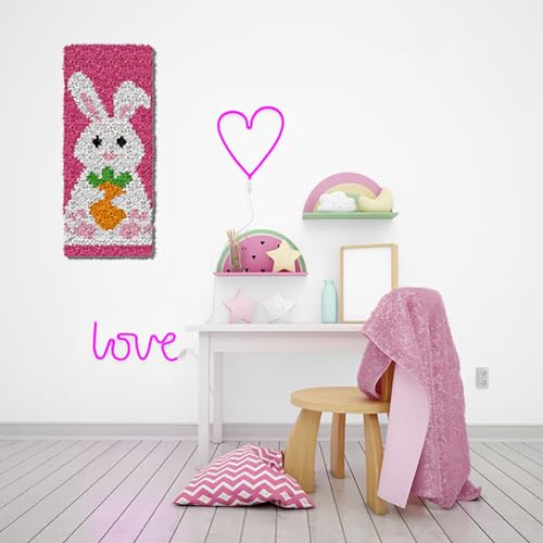 Image of YP Latch Hook Kits for Adults DIY Rug Tapestry Kits with Printed Canvas Embroidery Kits Festival Gifts Home Decoration (Rabbit, 17.3inch X 7.5inch)
